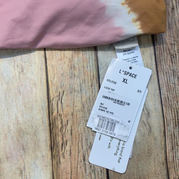 L*SPACE-Tie Dye Bikini Top, Size X-Large in Stripe Tie Dye - Picture 3 of 4